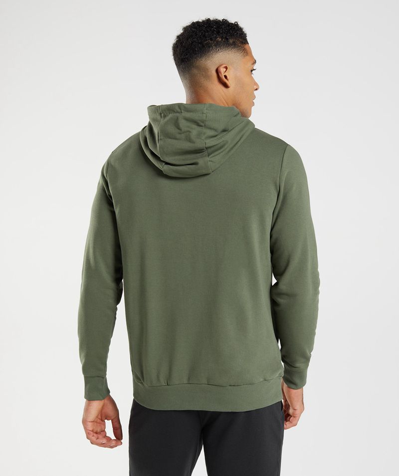 Men's Gymshark Block Hoodie Olive | USA  7340-ZQJWF