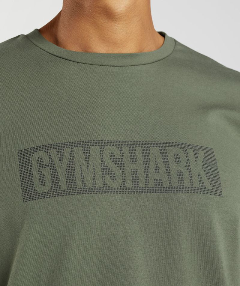 Men's Gymshark Block Long Sleeve T-Shirts Olive | USA  1029-JYMDU