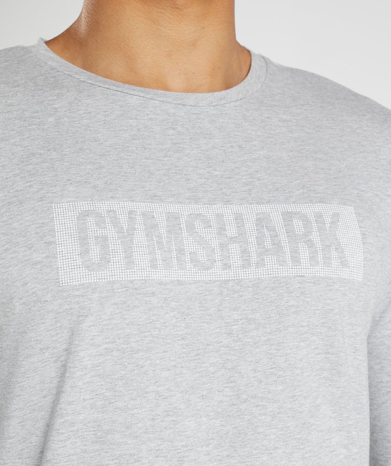 Men's Gymshark Block Long Sleeve T-Shirts Light Grey | USA  4693-UGBKA