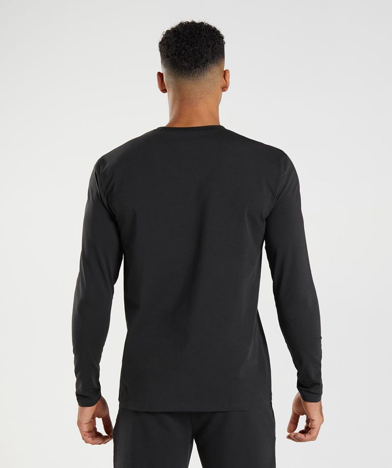 Men's Gymshark Block Long Sleeve T-Shirts Black | USA  9014-NIKVA