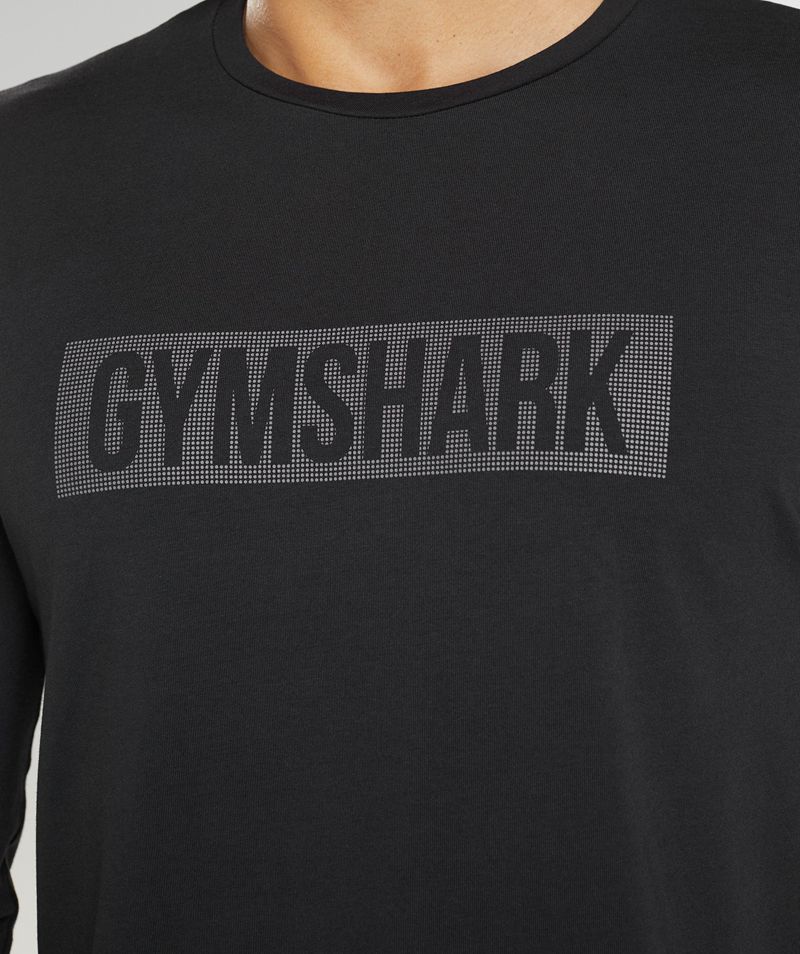 Men's Gymshark Block Long Sleeve T-Shirts Black | USA  9014-NIKVA