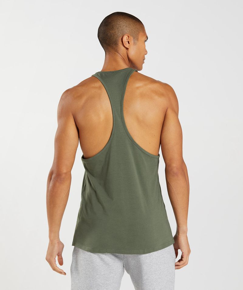 Men's Gymshark Block Stringer Olive | USA  4065-HOLIB