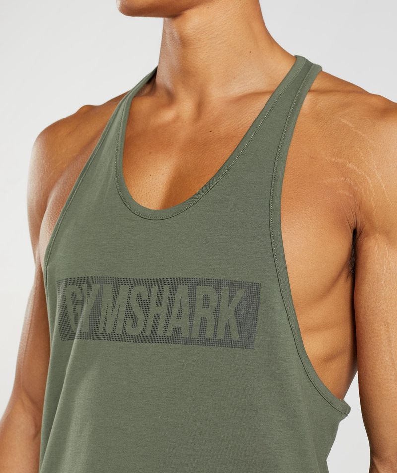 Men's Gymshark Block Stringer Olive | USA  4065-HOLIB