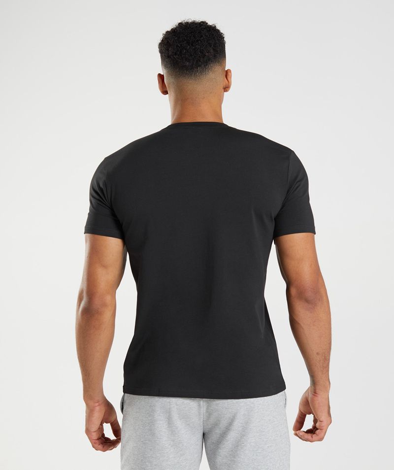 Men's Gymshark Block T-Shirts Black | USA  3946-GMZDN