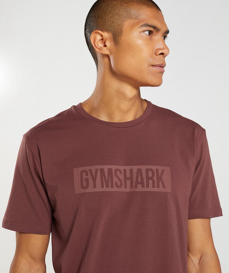 Men's Gymshark Block T-Shirts Burgundy | USA  5281-SQDNK