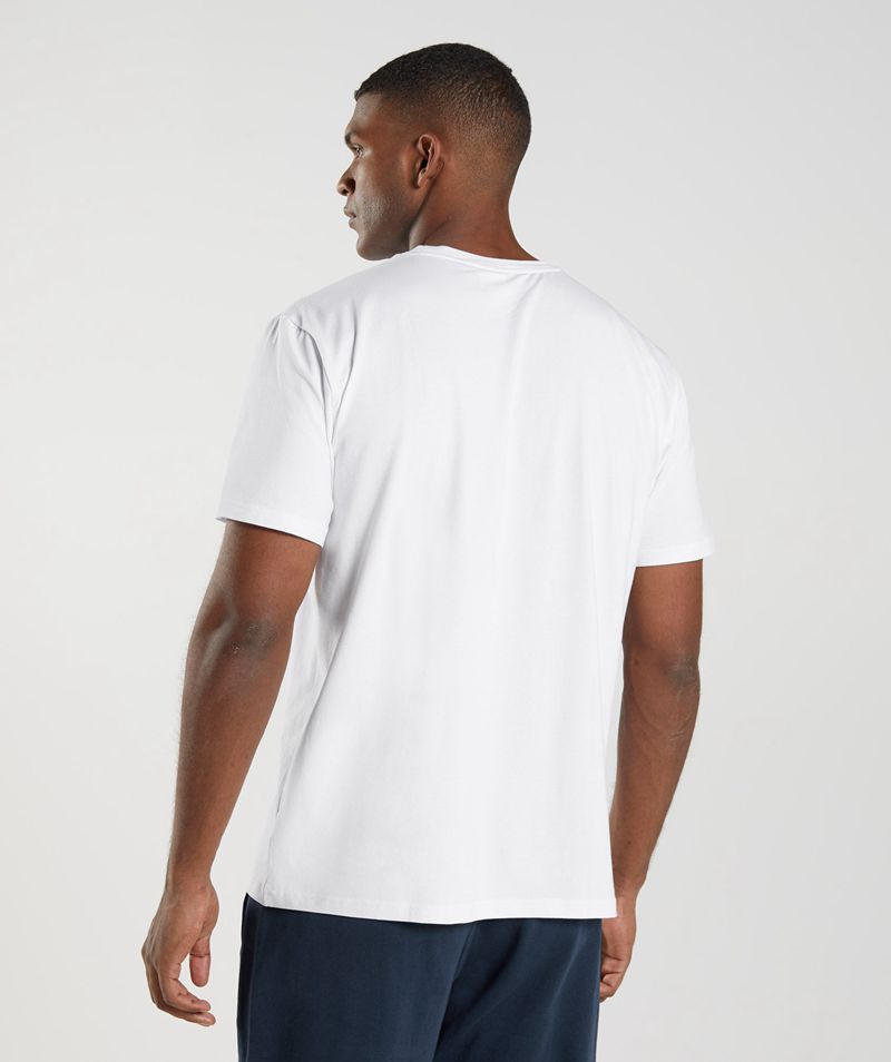 Men's Gymshark Block T-Shirts White | USA  0832-BLWOX