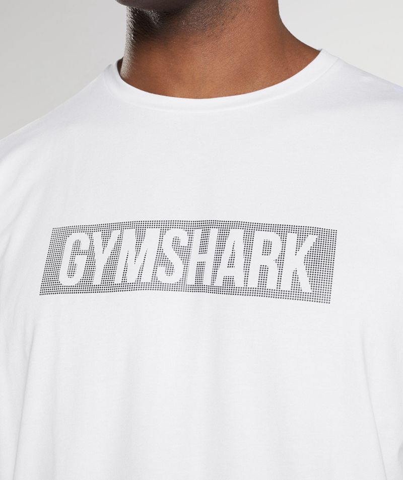 Men's Gymshark Block T-Shirts White | USA  0832-BLWOX