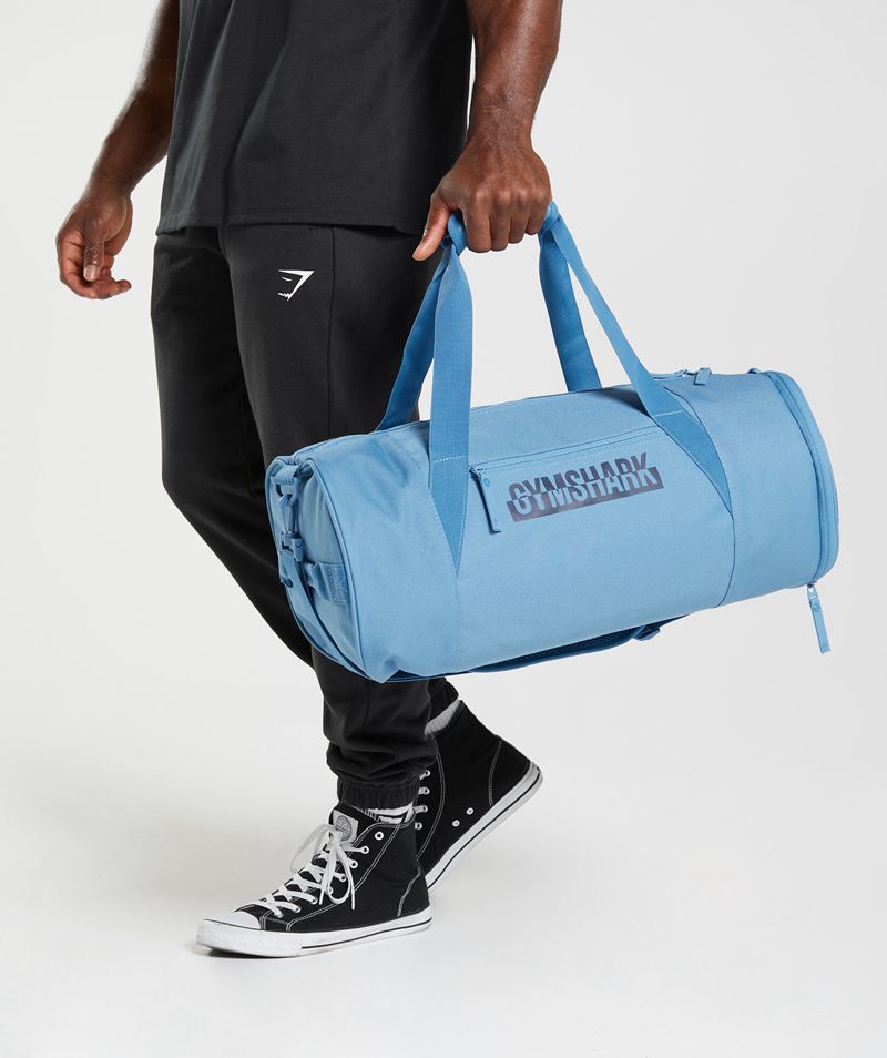 Men\'s Gymshark Bold Barrel Bags Blue | USA  7510-UXJZI