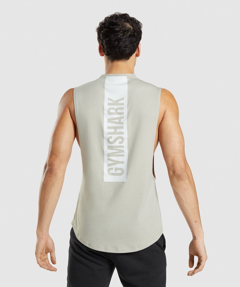 Men\'s Gymshark Bold Drop Arm Tank Tops Grey | USA  3652-OEXGD