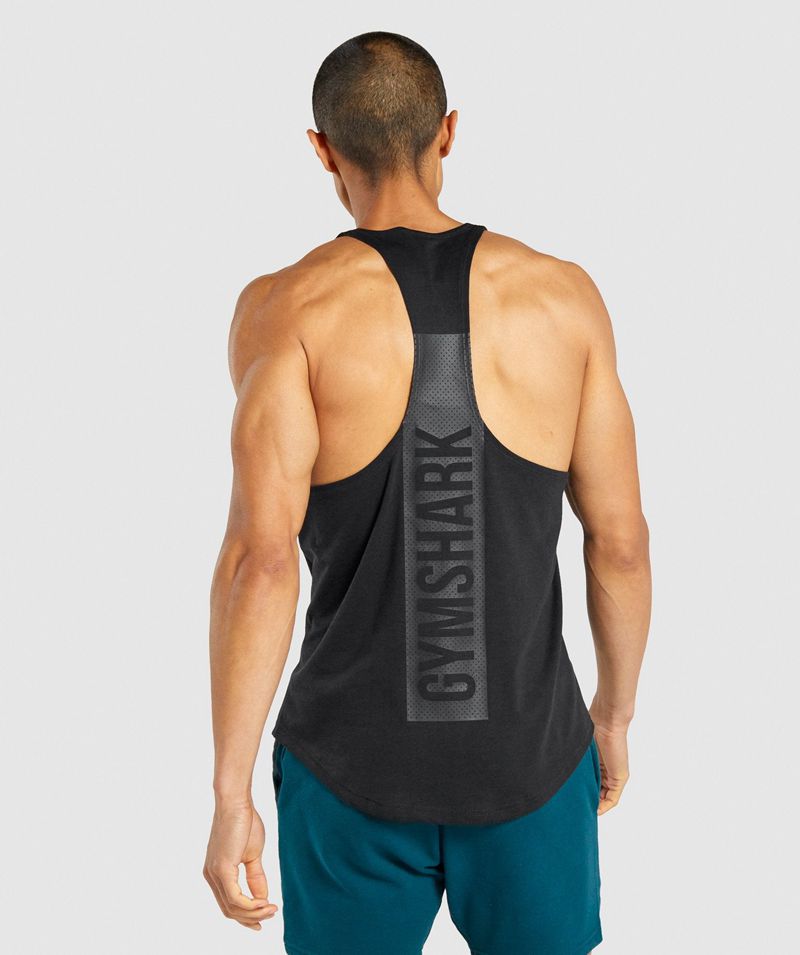 Men's Gymshark Bold Stringer Black | USA  1283-LJPRE