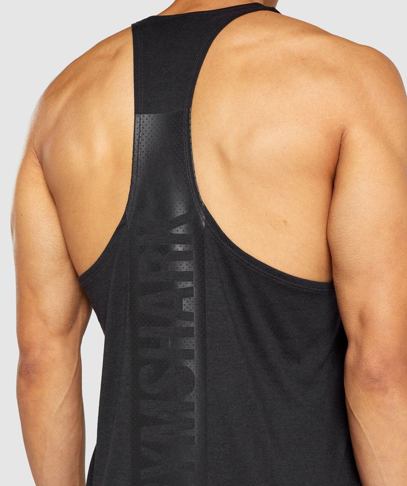 Men's Gymshark Bold Stringer Black | USA  1283-LJPRE