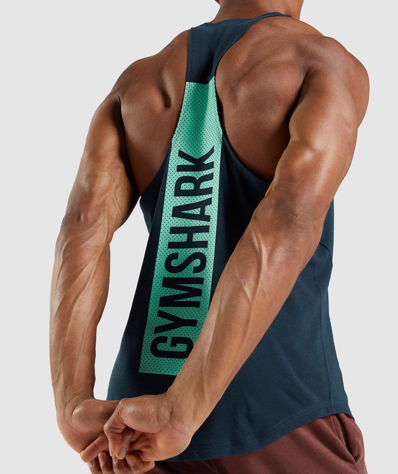 Men's Gymshark Bold Stringer Navy | USA  3209-BWIHU