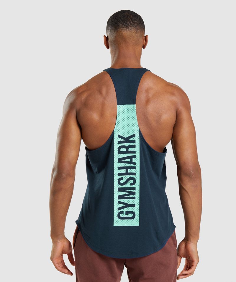 Men\'s Gymshark Bold Stringer Navy | USA  3209-BWIHU