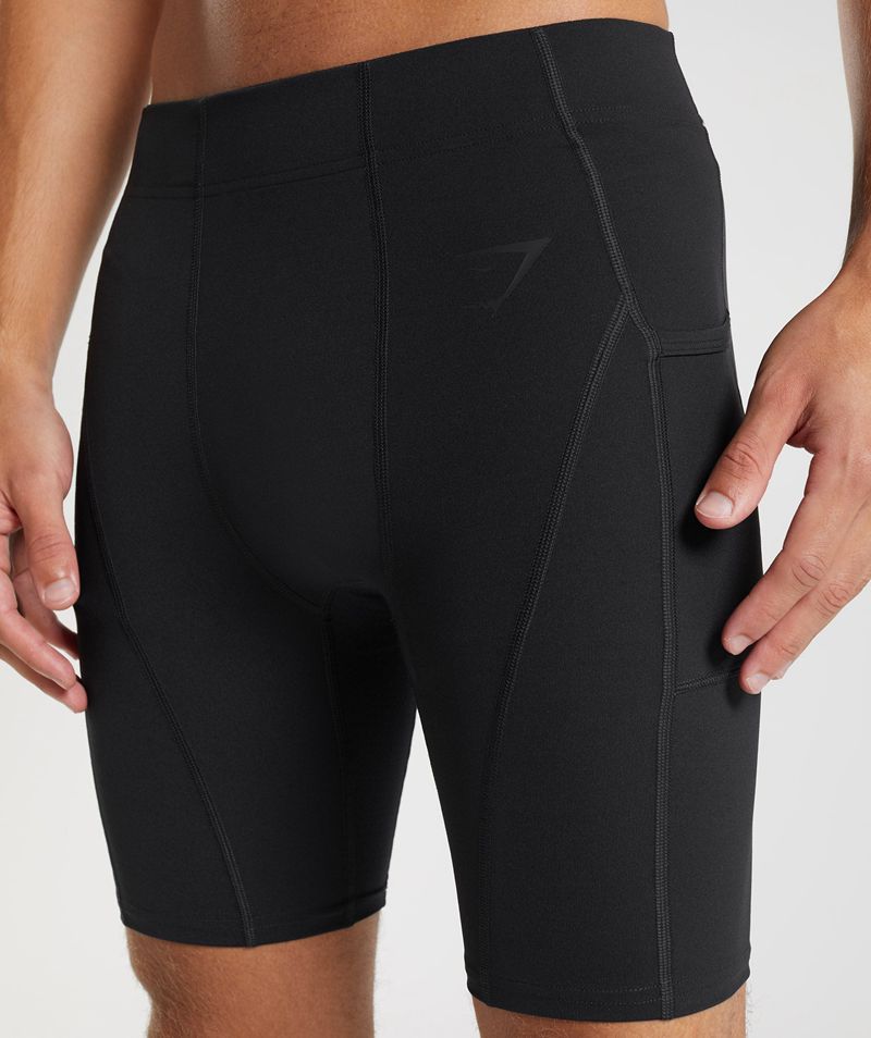 Men's Gymshark Control Baselayer Shorts Black | USA  3815-KZTVE