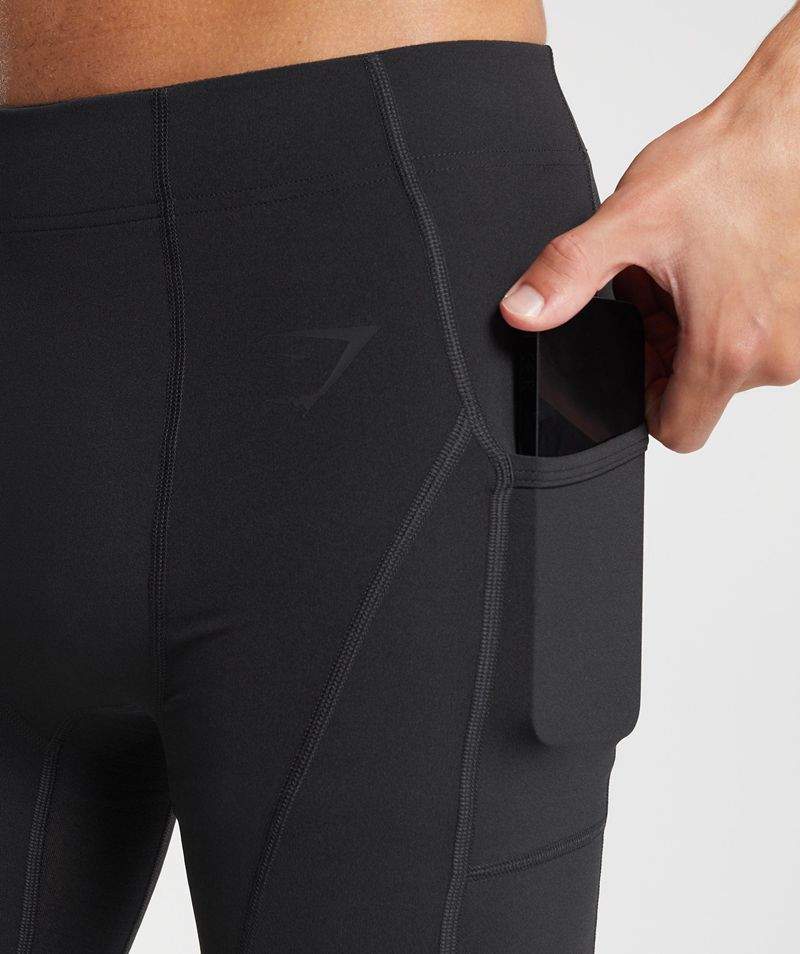 Men's Gymshark Control Baselayer Shorts Black | USA  3815-KZTVE