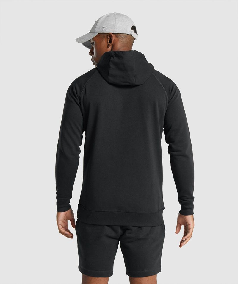 Men's Gymshark Crest Hoodie Black | USA  4715-GPTAL