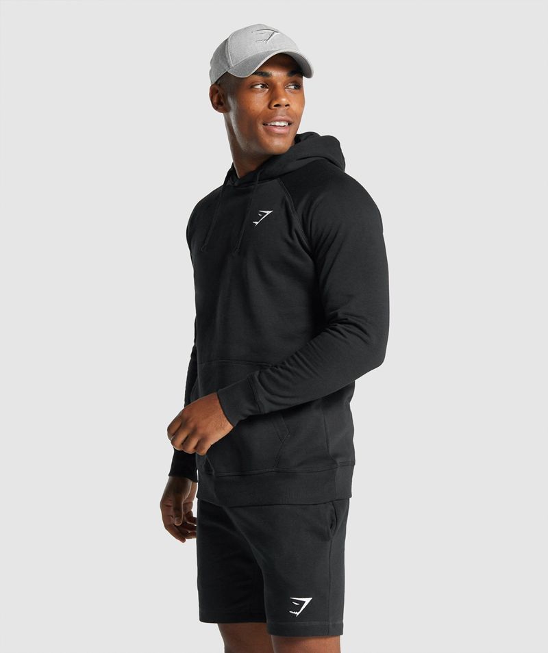 Men's Gymshark Crest Hoodie Black | USA  4715-GPTAL