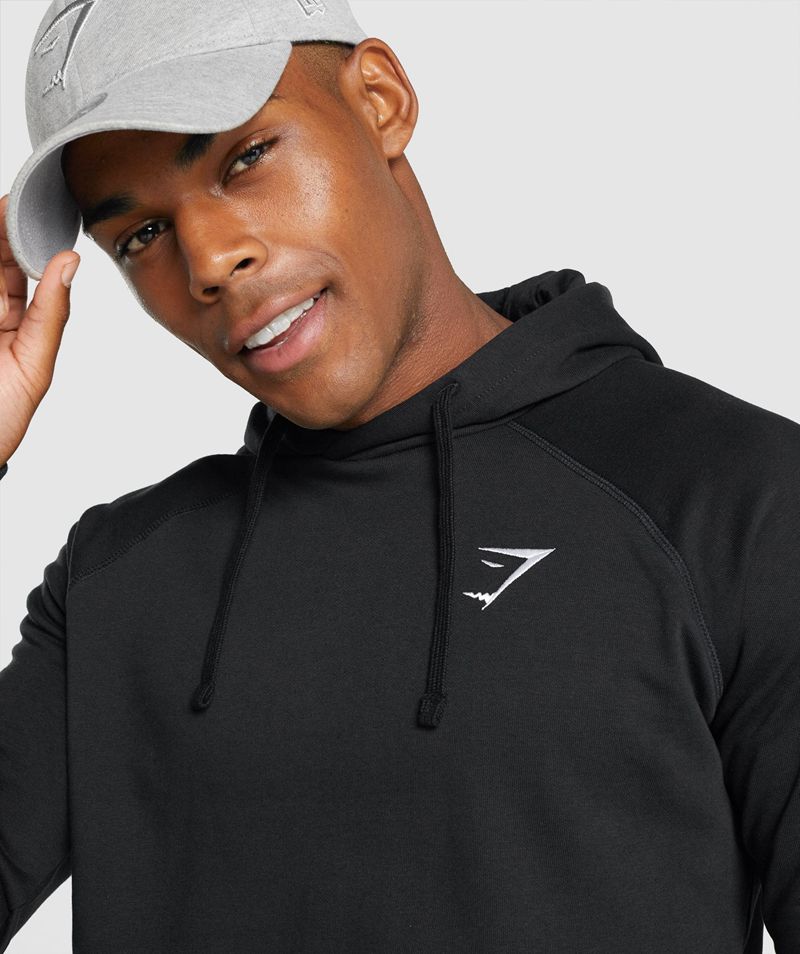 Men's Gymshark Crest Hoodie Black | USA  4715-GPTAL