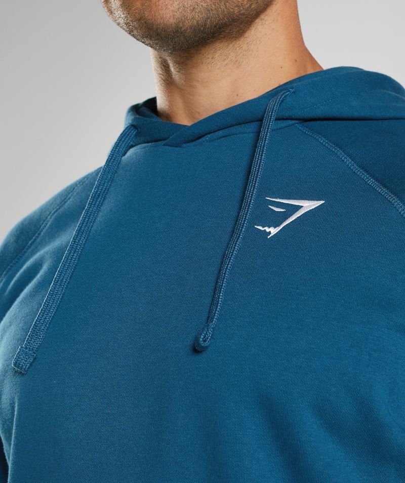 Men's Gymshark Crest Hoodie Blue | USA  1534-NBGHS