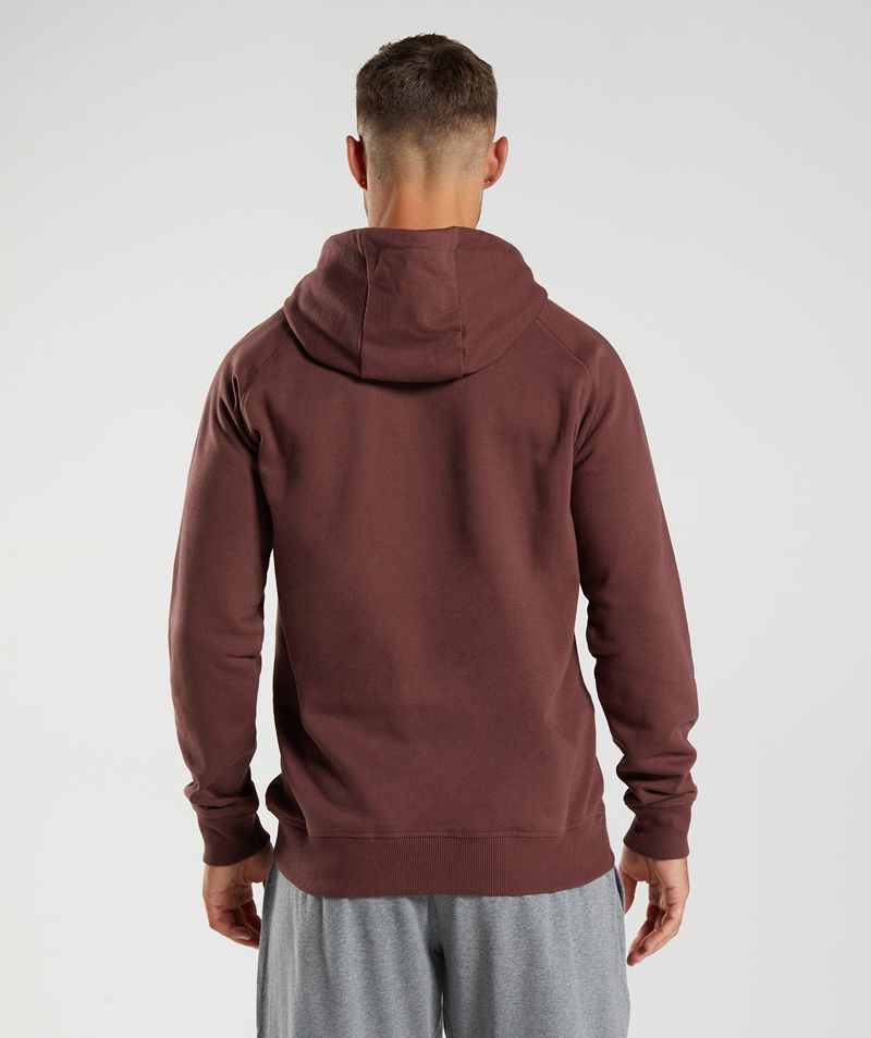 Men's Gymshark Crest Hoodie Burgundy | USA  9650-KAFCL