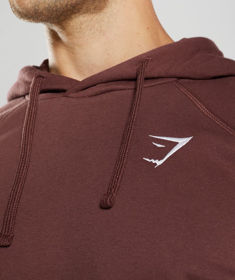 Men's Gymshark Crest Hoodie Burgundy | USA  9650-KAFCL