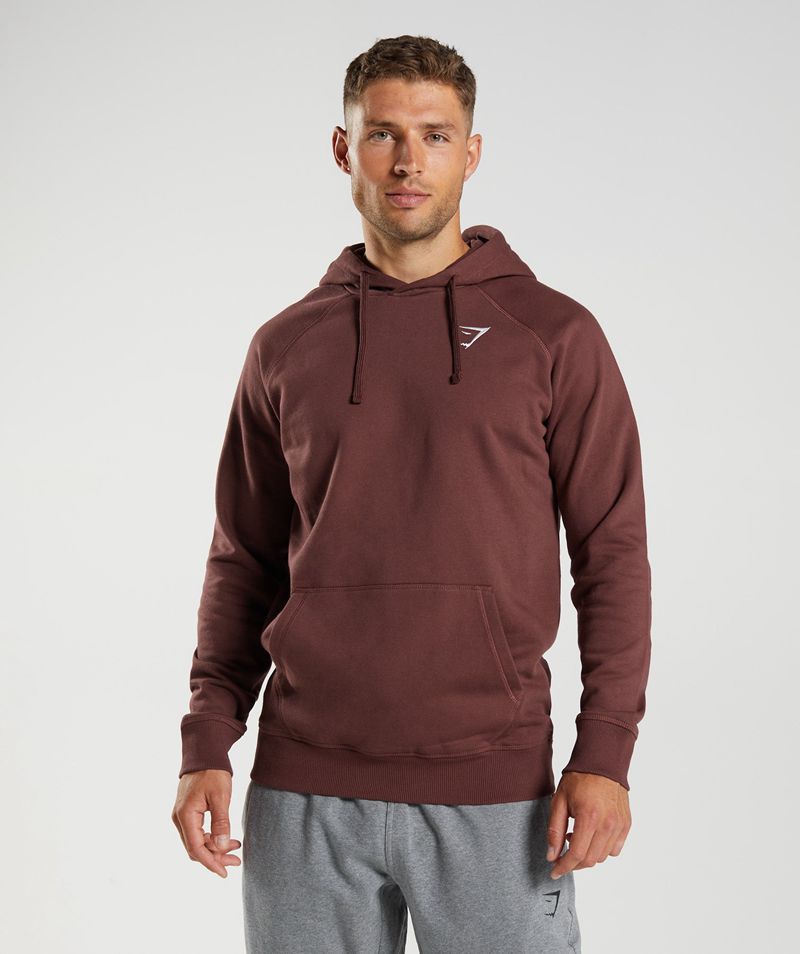 Men\'s Gymshark Crest Hoodie Burgundy | USA  9650-KAFCL