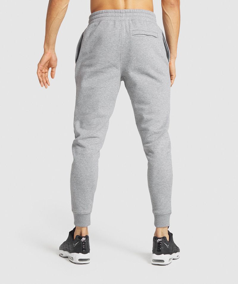 Men's Gymshark Crest Joggers Grey | USA  2681-WBJMP