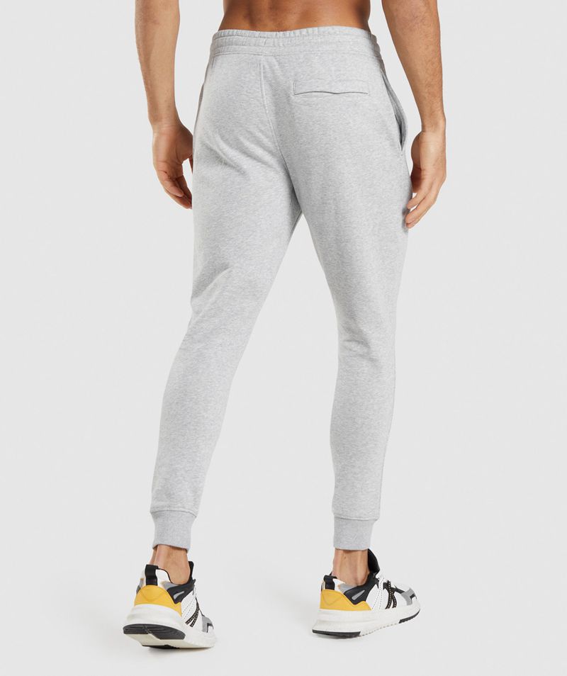 Men's Gymshark Crest Joggers Light Grey | USA  7520-MEOCA