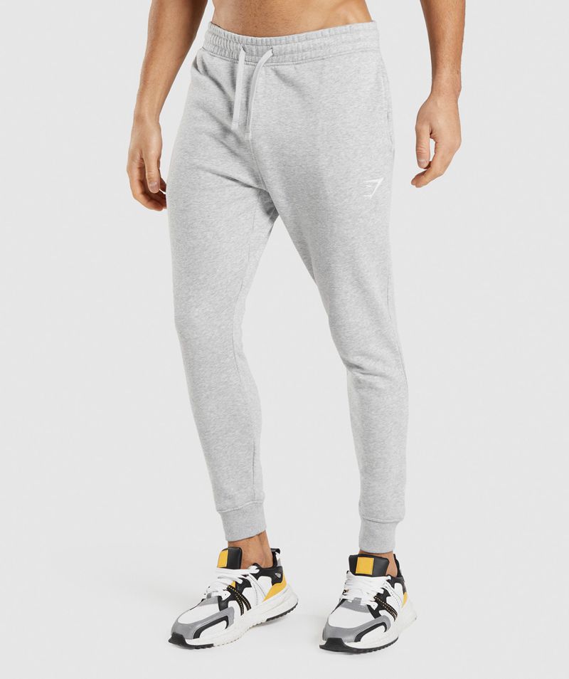 Men\'s Gymshark Crest Joggers Light Grey | USA  7520-MEOCA