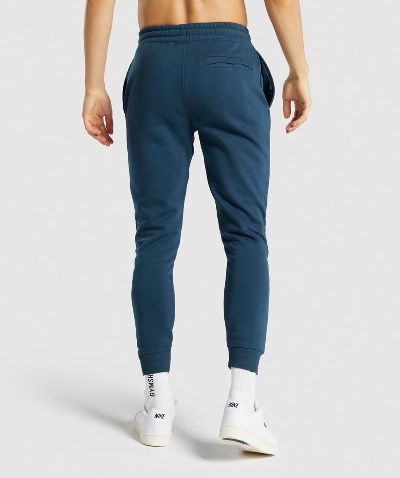 Men's Gymshark Crest Joggers Navy | USA  0573-WJDUZ