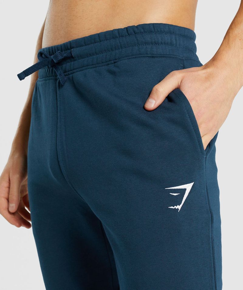 Men's Gymshark Crest Joggers Navy | USA  0573-WJDUZ