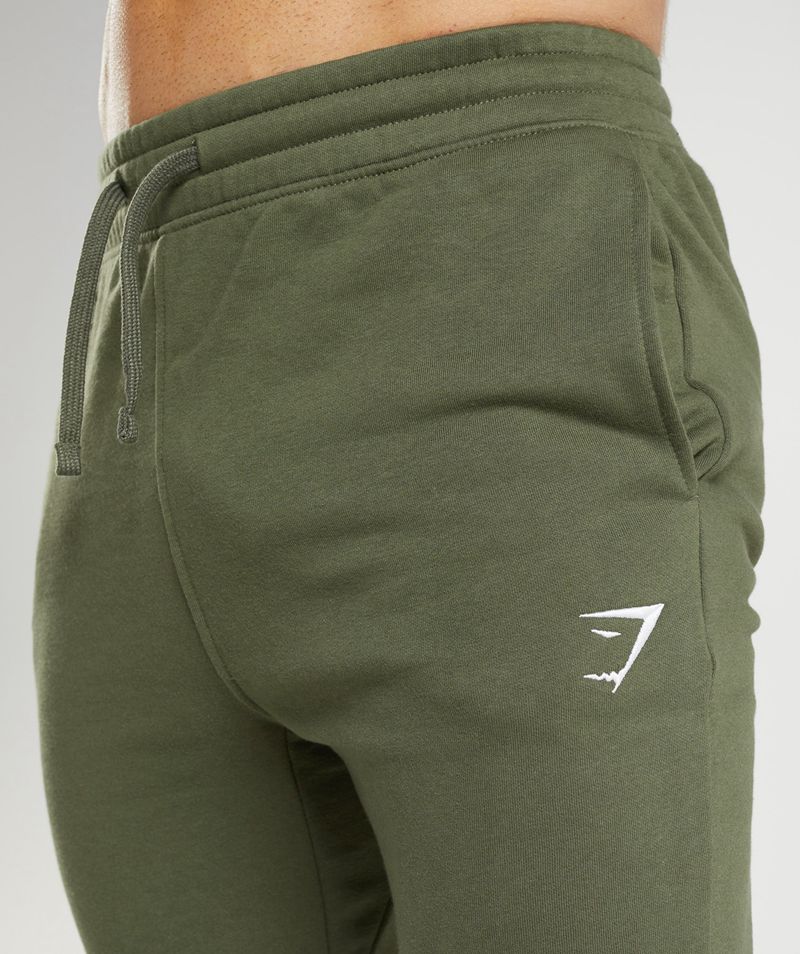 Men's Gymshark Crest Joggers Olive | USA  9865-NTZXA