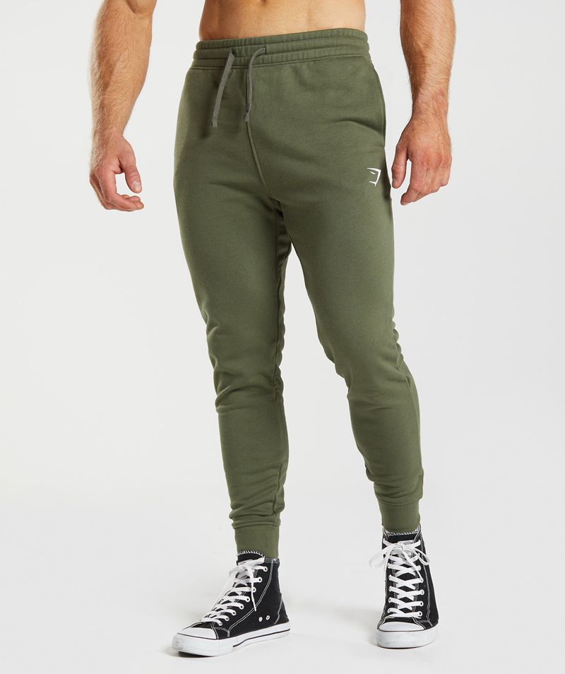 Men\'s Gymshark Crest Joggers Olive | USA  9865-NTZXA