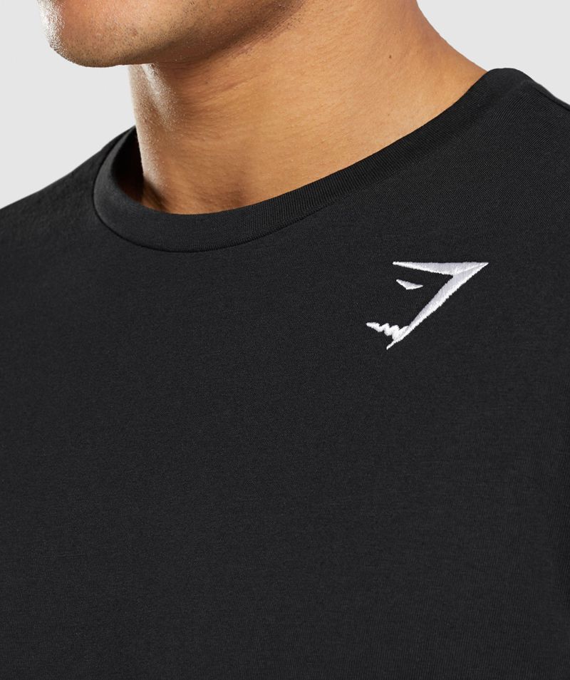 Men's Gymshark Crest Long Sleeve T-Shirts Black | USA  9207-LYSDT