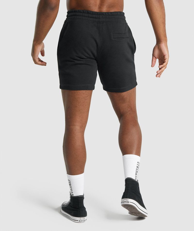 Men's Gymshark Crest Shorts Black | USA  4316-QIFDH