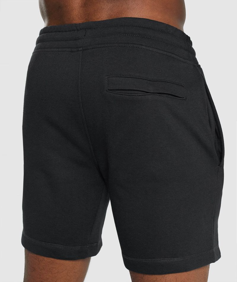 Men's Gymshark Crest Shorts Black | USA  4316-QIFDH