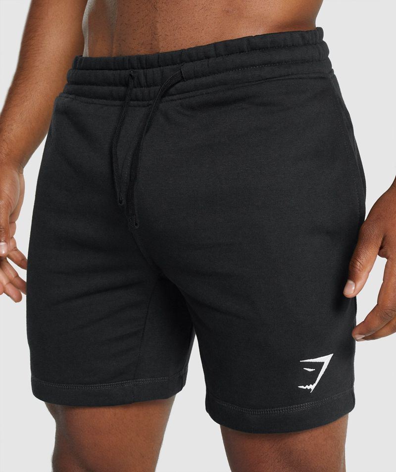 Men's Gymshark Crest Shorts Black | USA  4316-QIFDH