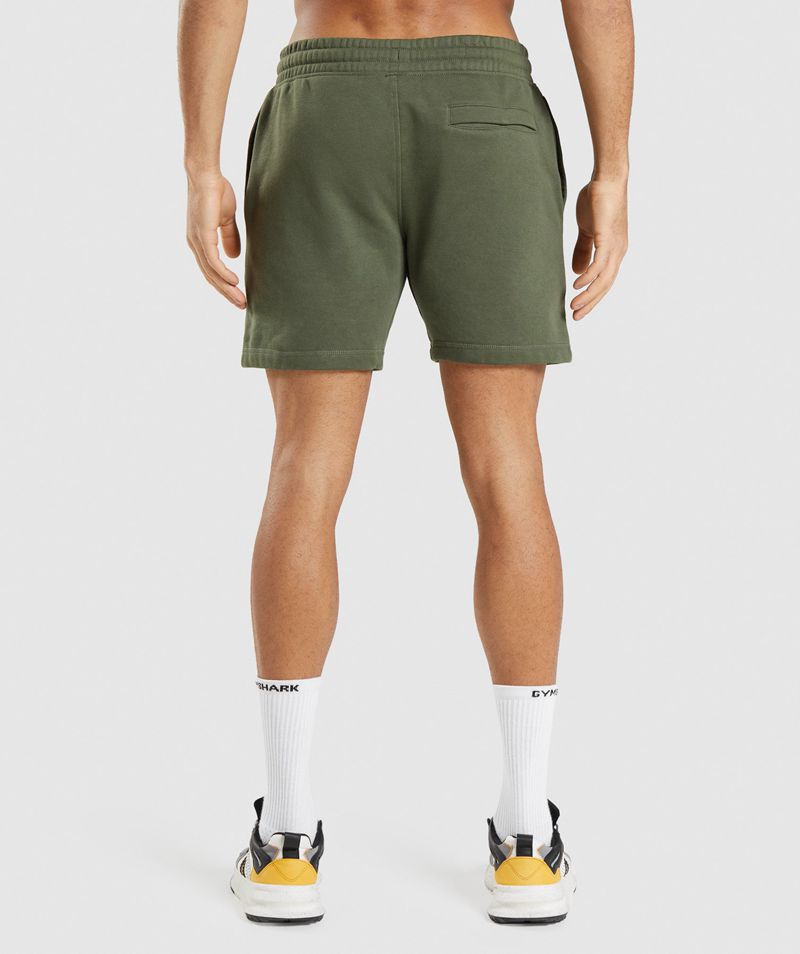 Men's Gymshark Crest Shorts Olive | USA  4718-SHFDQ