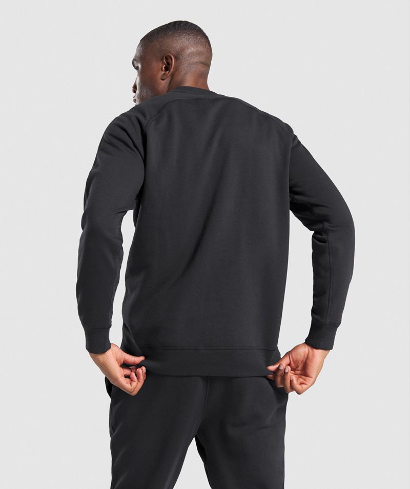 Men's Gymshark Crest Sweatshirts Black | USA  5340-IZULX