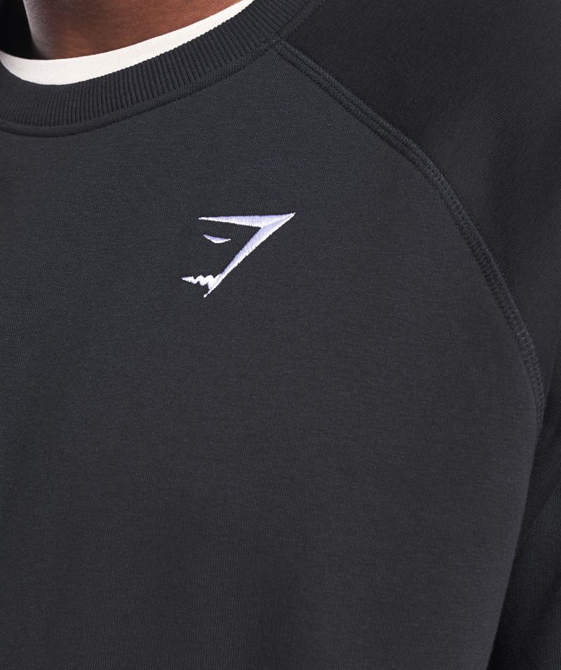 Men's Gymshark Crest Sweatshirts Black | USA  5340-IZULX