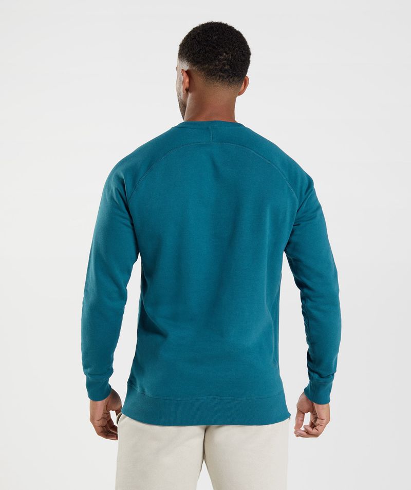 Men's Gymshark Crest Sweatshirts Blue | USA  6512-ATJPM