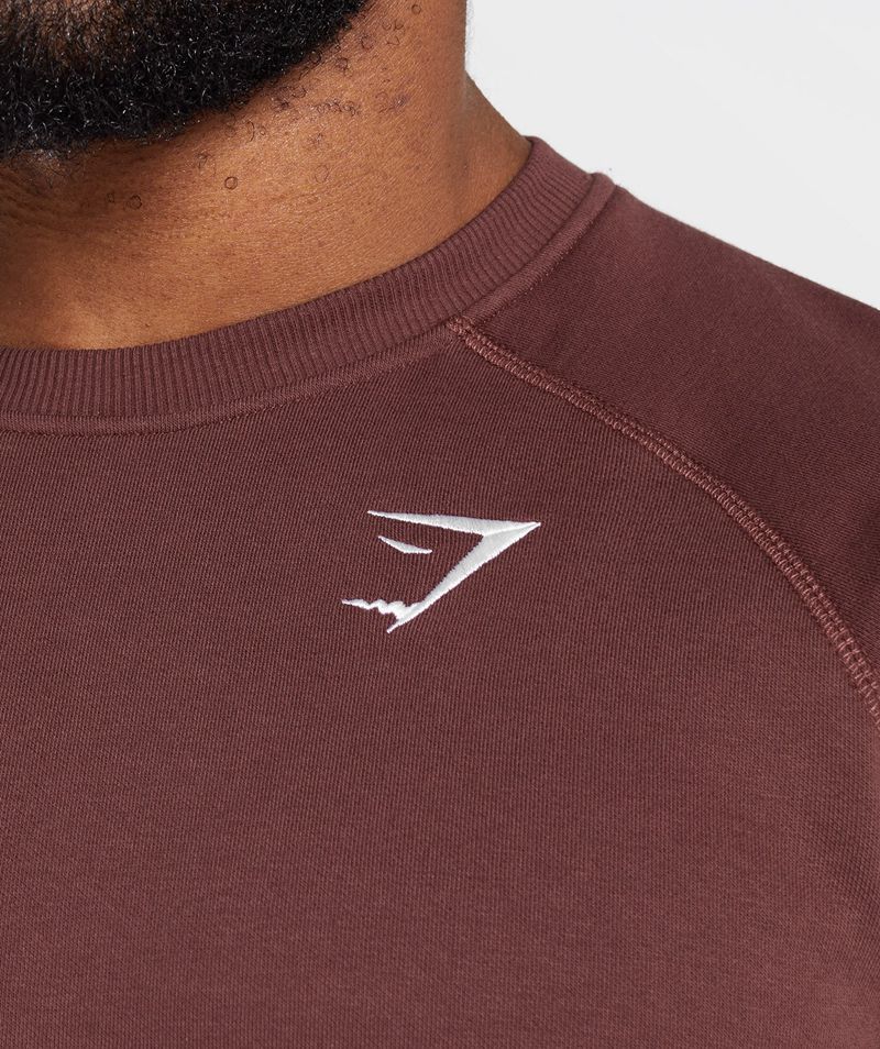 Men's Gymshark Crest Sweatshirts Burgundy | USA  2806-DSRNY