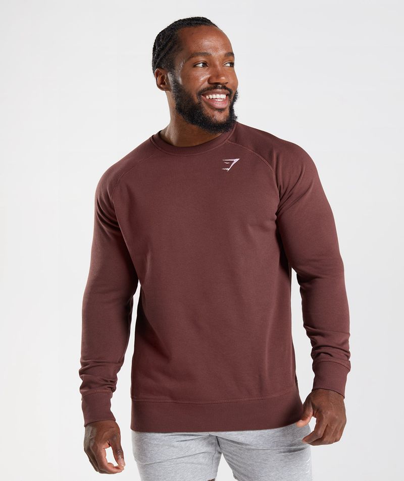 Men\'s Gymshark Crest Sweatshirts Burgundy | USA  2806-DSRNY