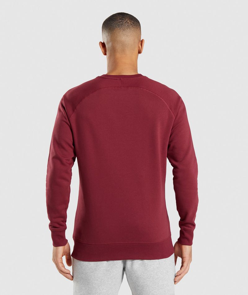 Men's Gymshark Crest Sweatshirts Burgundy | USA  7146-ZECPH