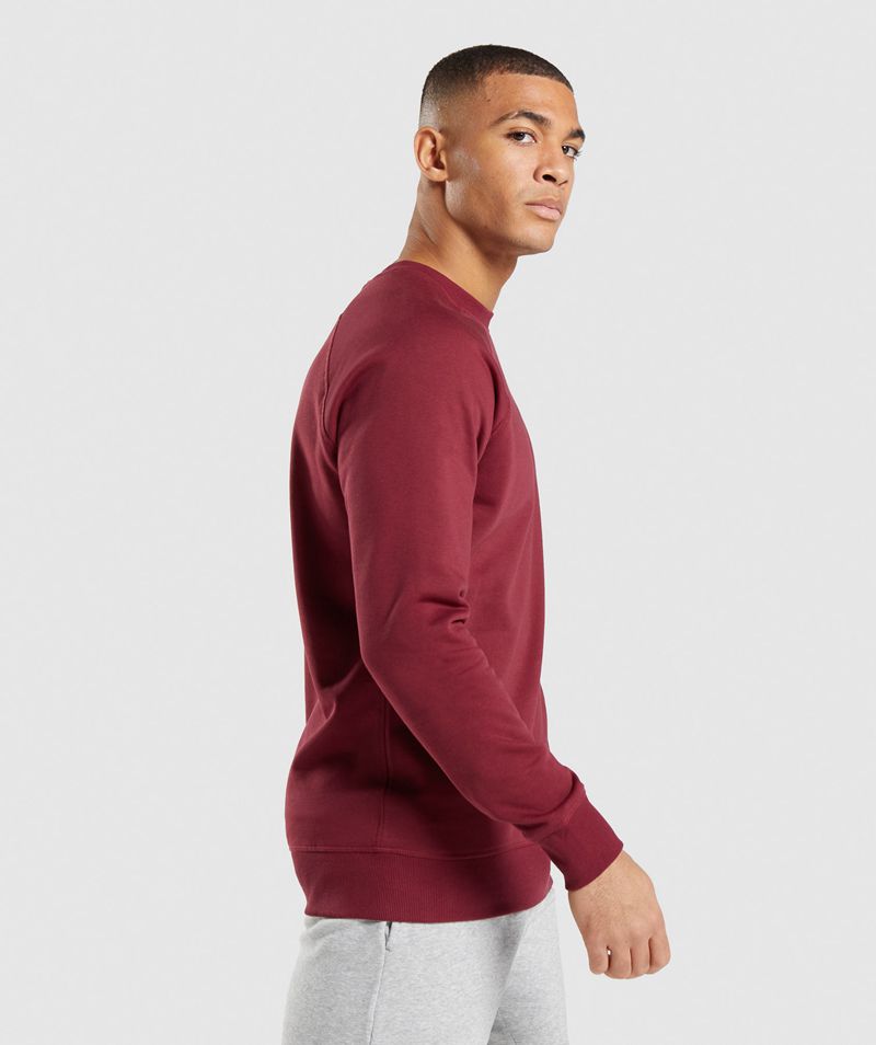 Men's Gymshark Crest Sweatshirts Burgundy | USA  7146-ZECPH