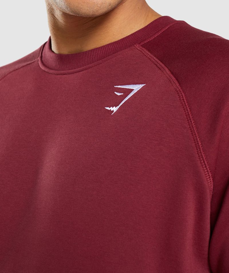 Men's Gymshark Crest Sweatshirts Burgundy | USA  7146-ZECPH