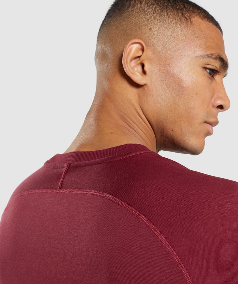 Men's Gymshark Crest Sweatshirts Burgundy | USA  7146-ZECPH