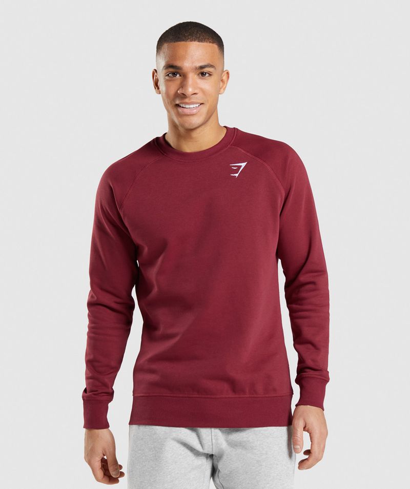 Men\'s Gymshark Crest Sweatshirts Burgundy | USA  7146-ZECPH