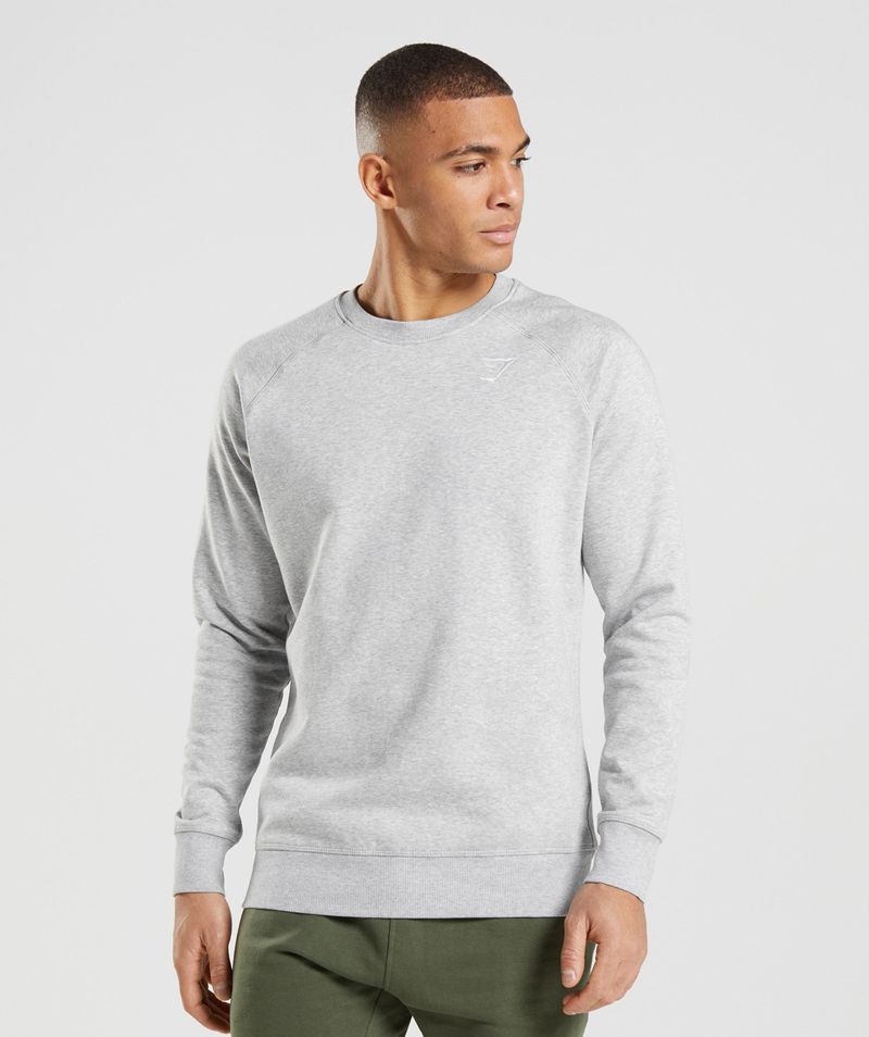 Men\'s Gymshark Crest Sweatshirts Light Grey | USA  2079-QXEKP