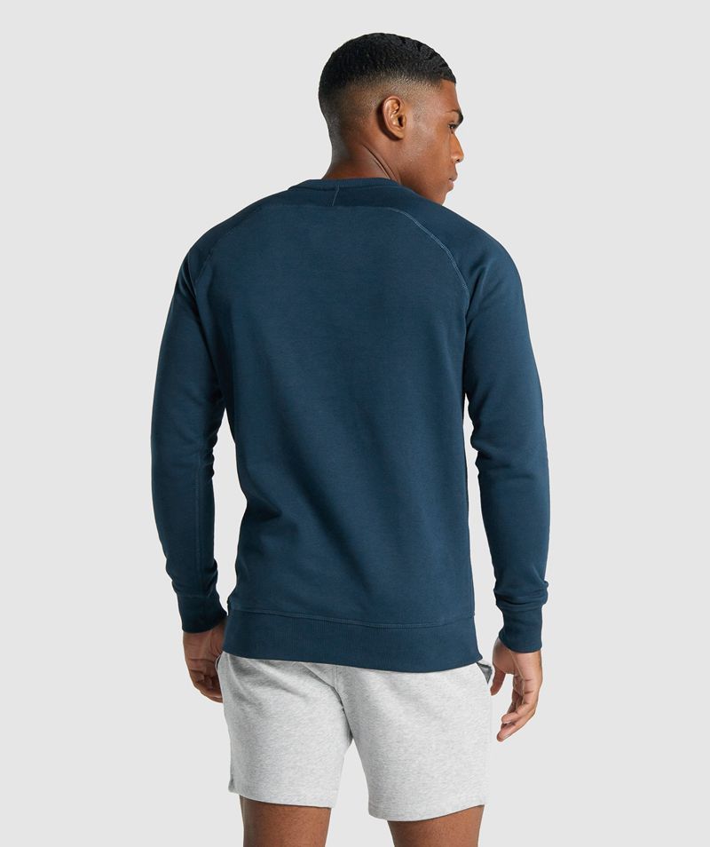 Men's Gymshark Crest Sweatshirts Navy | USA  4631-SULGV